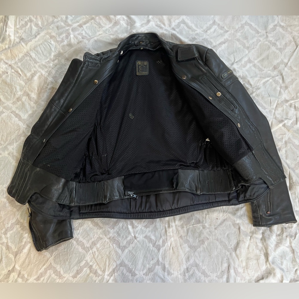 Men's Black Leather Motorcycle Jacket - Picture 10 of 16